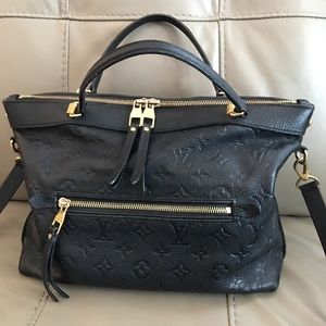 LV bag  black leather grey interior